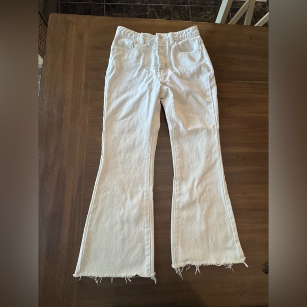 Princess Polly Women's White Flared Jeans 4